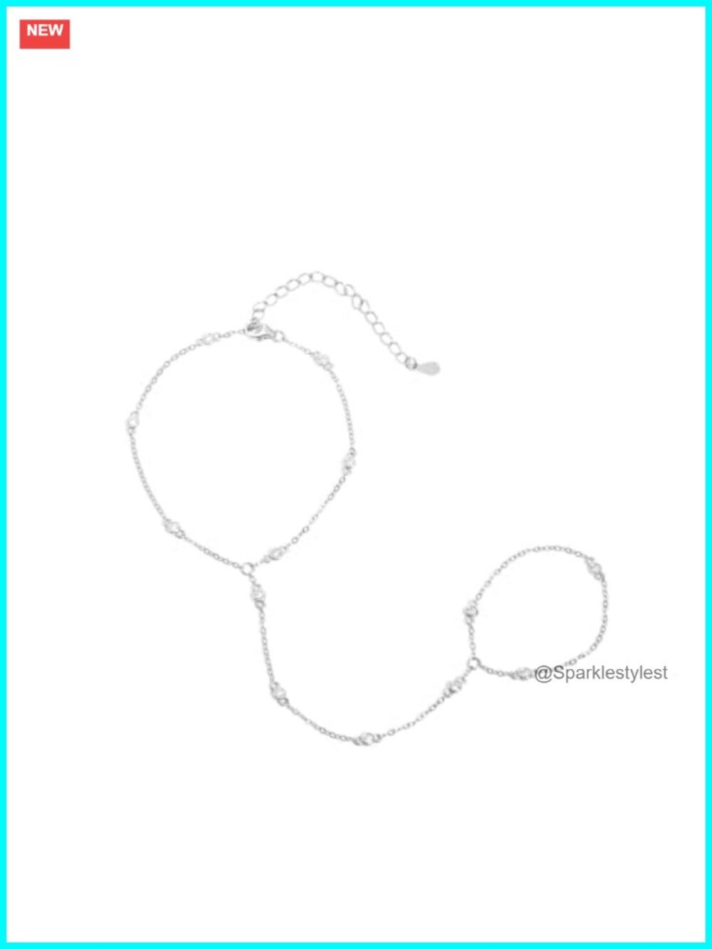S925 Sterling Silver Moissanite Hand Chain Bracelet Hypoallergenic